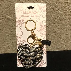 Black and Gold Heart Keychain